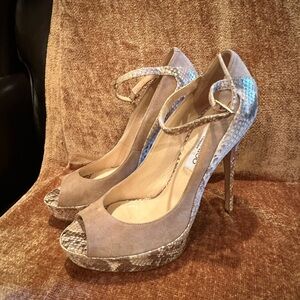 Jimmy Choo Suede and Snakeskin Platforms